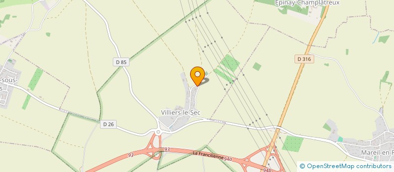 localisation de l'entreprise 1 ALLEE DES NOISETIERS à VILLIERS-LE-SEC