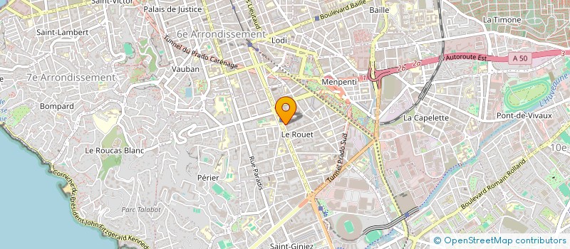 localisation de l'entreprise 155 PRADO  MARSEILLE