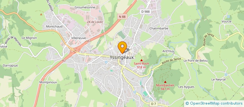 localisation de l'entreprise 2PCA  YSSINGEAUX