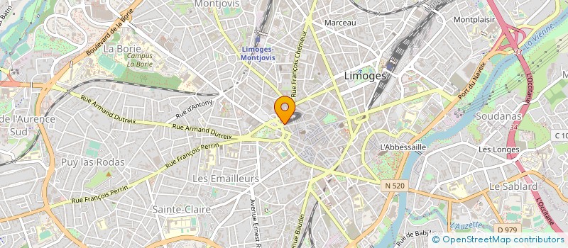 localisation de l'entreprise A.B.3.B. à LIMOGES