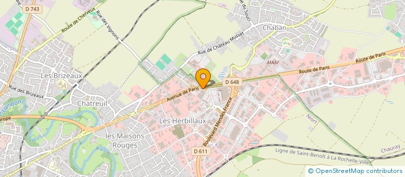 localisation de l'entreprise A.H.P.  NIORT