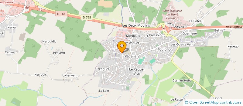 localisation de l'entreprise A.M.I.N. (ATELIER MORBIHANNAIS D'IMPRESSIONS NUMERIQUES)  PLOEREN