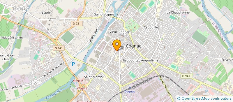 localisation de l'entreprise A.M.L. POMPES FUNEBRES & MARBRERIES CHARENTAISES à COGNAC