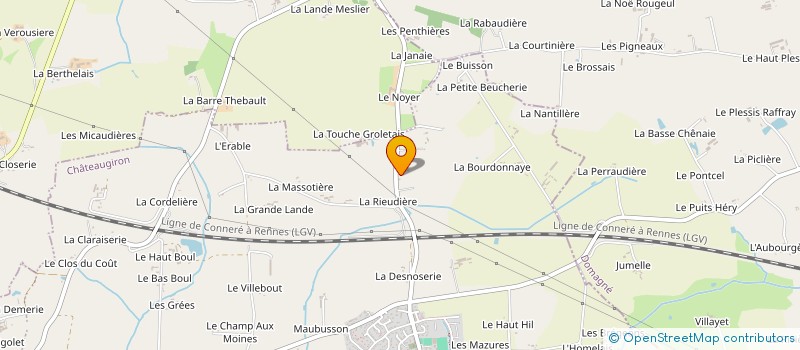 localisation de l'entreprise A.O.C. TOITURE à CHATEAUGIRON