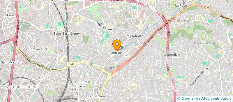 localisation de l'entreprise A . R . A . C  SECTION VELLUTINI SAINT JUST  MARSEILLE