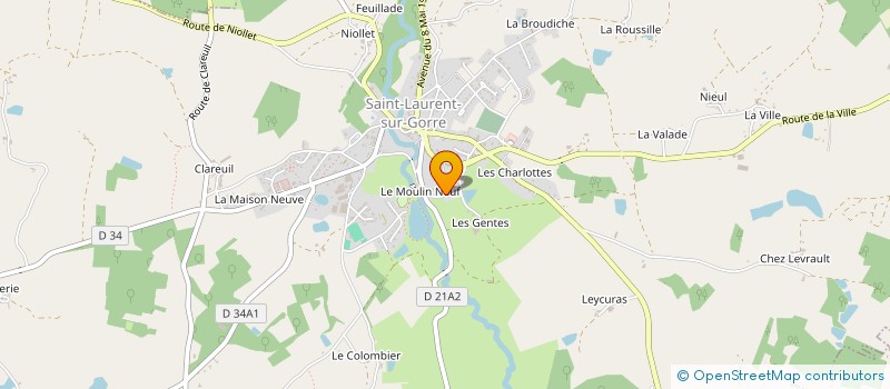 localisation de l'entreprise A. ROULAUD ET FILS à SAINT-LAURENT-SUR-GORRE