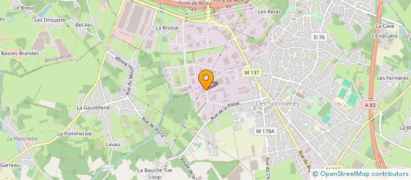 localisation de l'entreprise A.T.I.N (ATELIER TOLERIE INDUSTRIELLE NANTAIS)  LES SORINIERES