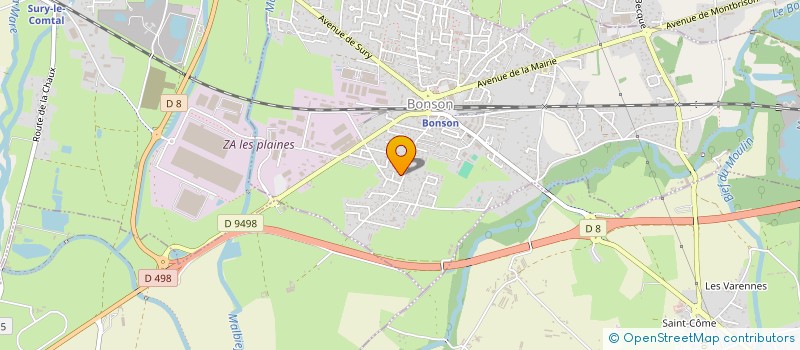 localisation de l'entreprise A.Y PLATRERIE PEINTURE  BONSON