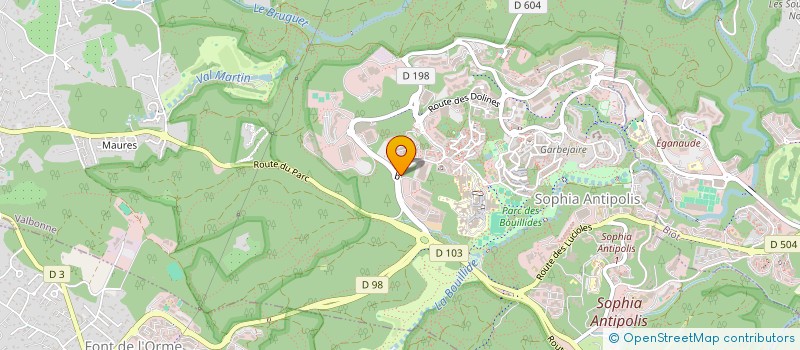 localisation de l'entreprise A2I  VALBONNE