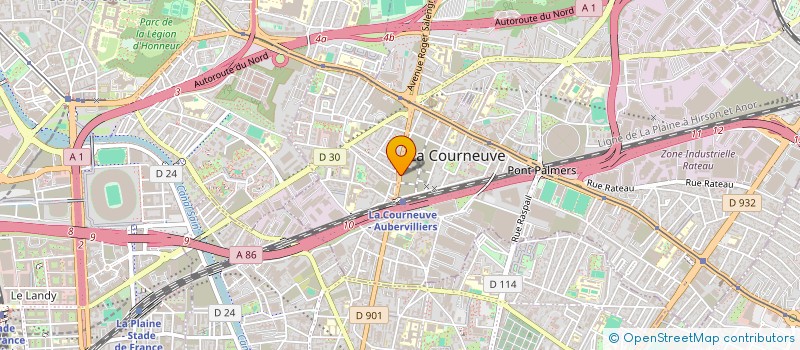 localisation de l'entreprise AB PLUS AUTOMOBILE à LA COURNEUVE