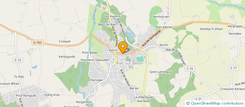 localisation de l'entreprise ACHAT VENTE PALETTES 29  RIEC-SUR-BELON