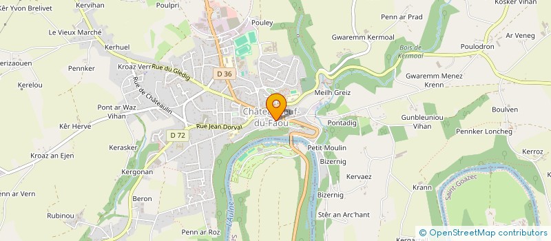 localisation de l'entreprise ACTUEL COIFFURE à CHATEAUNEUF-DU-FAOU