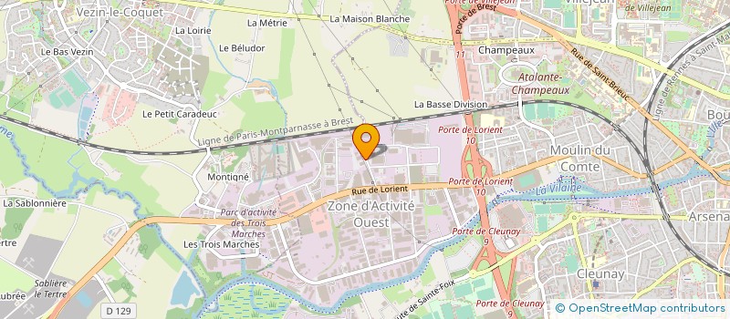 localisation de l'entreprise ADEHO à RENNES