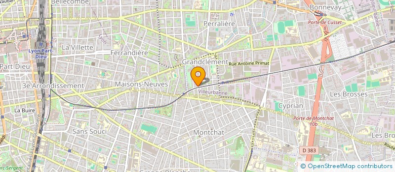 localisation de l'entreprise ADKL (ASSOCIATION POUR LE DEVELOPPEMENT DE KANDIOUNKOU LYON)  VILLEURBANNE