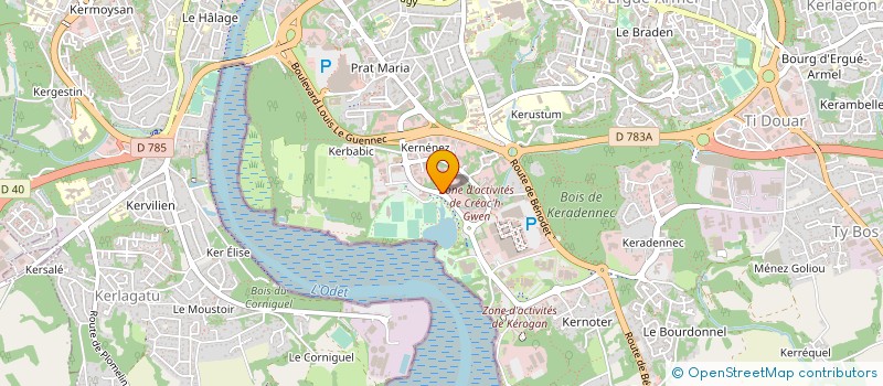 localisation de l'entreprise ADRIA (ASSOCIATION POUR LE DEVELOPPEMENT, LA RECHERCHE ET L'INNOVATION AGROALIMENTAIRES)  QUIMPER