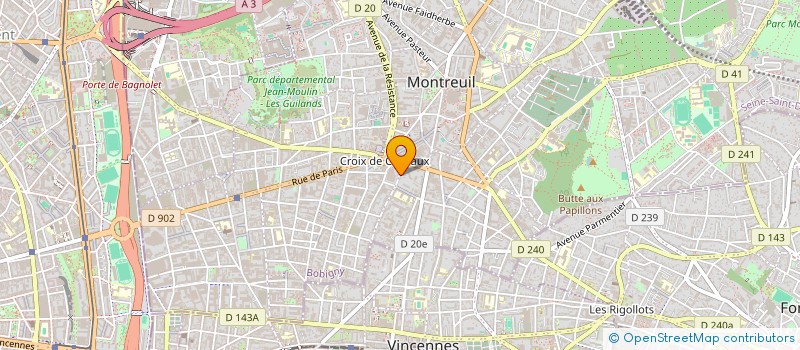 localisation de l'entreprise AEV IMMO à MONTREUIL