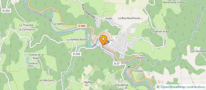 localisation de l'entreprise AIDE DOMICILE MILIEU RURAL OLLIERGUES  OLLIERGUES