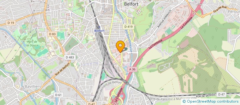 localisation de l'entreprise AIRE URBAINE NATATION NORD FRANCHE COMTE à BELFORT