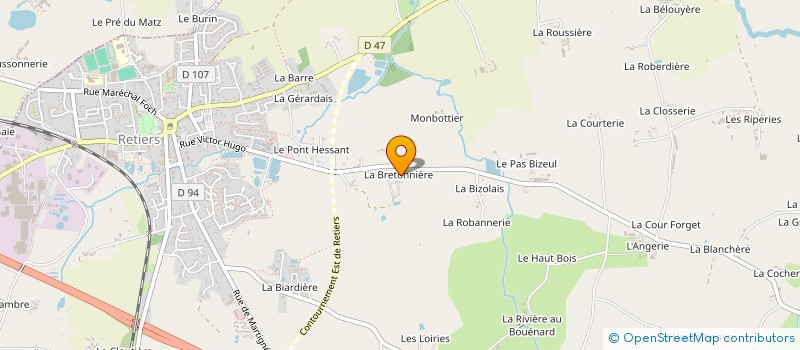 localisation de l'entreprise AJ6 TRANSPORT à RETIERS