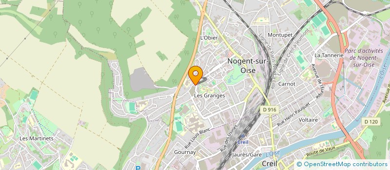 localisation de l'entreprise ALIMENTATION BOUCHERIE LES COTEAUX à NOGENT-SUR-OISE