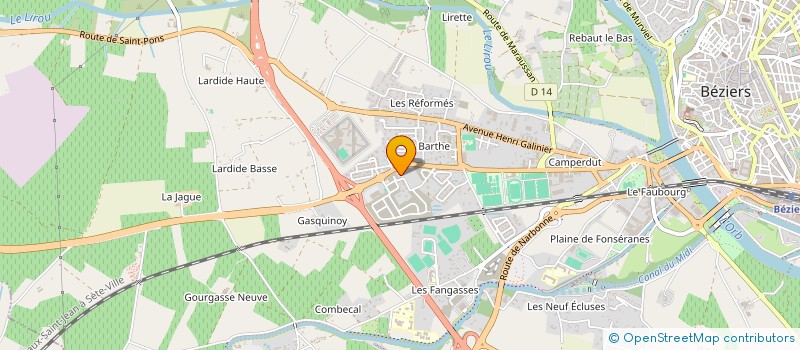 localisation de l'entreprise ALU CREATION à BEZIERS