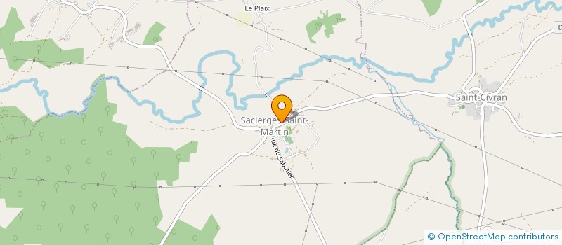 localisation de l'entreprise AMICALE DES PROPRIETAIRES ET CHASSEURS DU BOURG DU PLAIX DE LA MINIERE DU RECHEUIL DU LOUDIEU ET DE LA LANDE à SACIERGES-SAINT-MARTIN