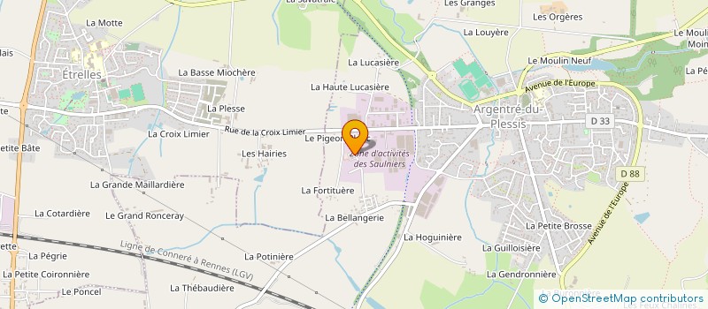 localisation de l'entreprise AMICALE DES SAPEURS POMPIERS D'ARGENTRE DU PLESSIS ET D'ETRELLES  ARGENTRE-DU-PLESSIS