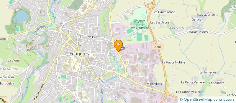 localisation de l'entreprise AMICALE DES SAPEURS POMPIERS DE FOUGERES.  FOUGERES