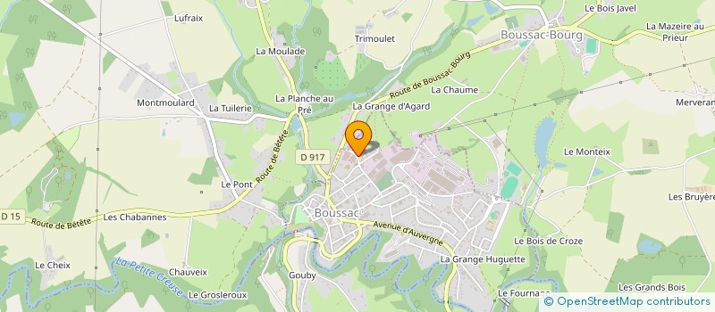 localisation de l'entreprise AMICALE DU PERSONNEL DE L'EPAHD DE BOUSSAC à BOUSSAC