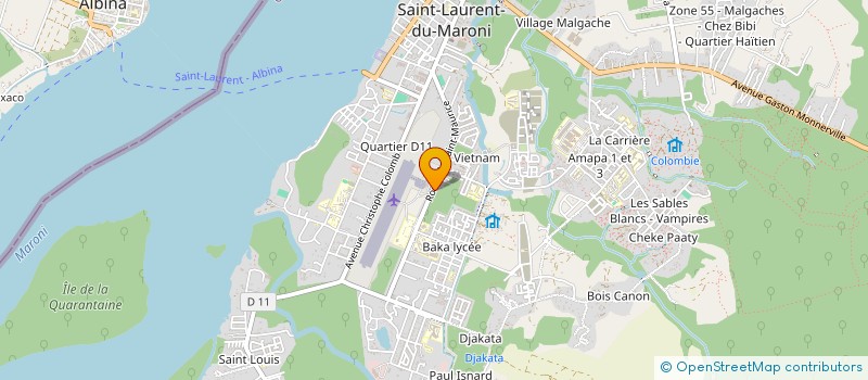 localisation de l'entreprise AMICALE DU PERSONNEL DU COLLEGE ARSENE BOUYER D'ANGOMA  SAINT-LAURENT-DU-MARONI