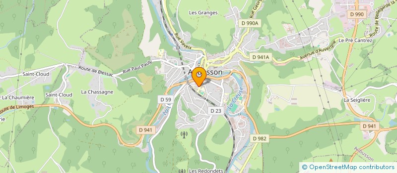 localisation de l'entreprise AMICALE LAIQUE FOYER DE JEUNES ET D'EDUCATION POPULAIRE à AUBUSSON