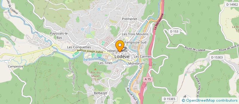 localisation de l'entreprise ANIMATION ET GESTION DES ETABLISSEMENTS POUR PERSONNES AGEES FONDES PAR LA CONGREGATION DES SOEURS DE NOTRE DAME AUXILIA à LODEVE