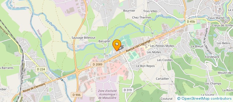 localisation de l'entreprise AOT - THERMOFORMAGE - OPTIQUE - AVIATION  THIERS