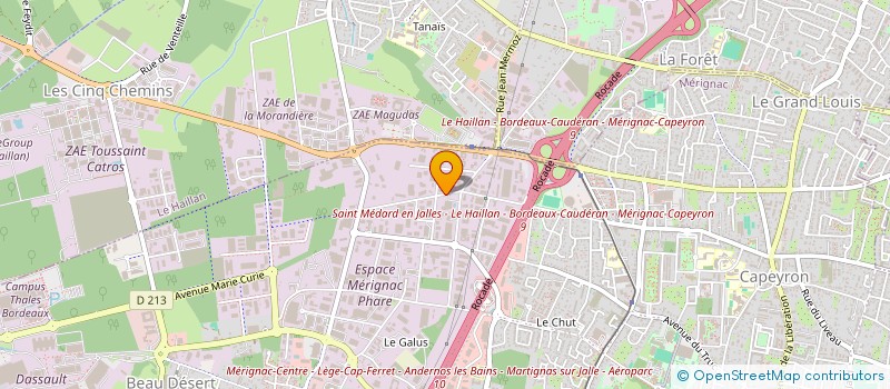 localisation de l'entreprise APPLICATION DES SYSTEMES D'AUTOMATION à MERIGNAC