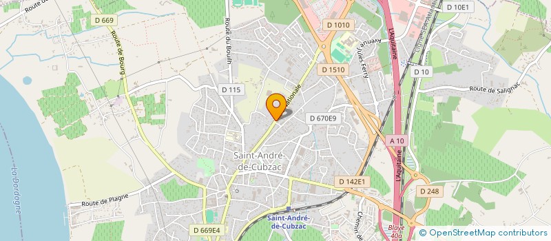 localisation de l'entreprise AQU'INVEST SARL à SAINT-ANDRE-DE-CUBZAC