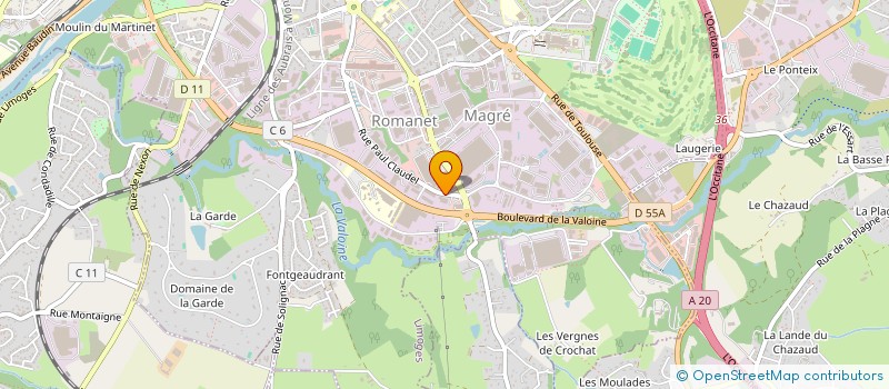 localisation de l'entreprise ARCAS à LIMOGES