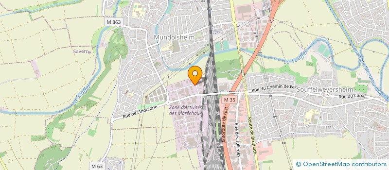 localisation de l'entreprise ARECC EST à MUNDOLSHEIM