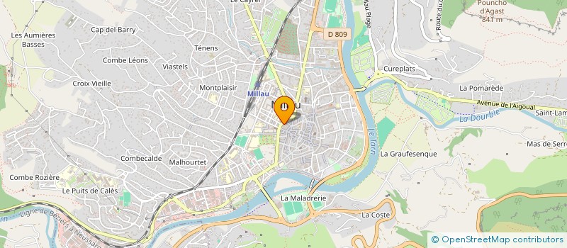 localisation de l'entreprise AREVHO (ADDICTOLOGIE RESEAU VILLE HOPITAL) à MILLAU