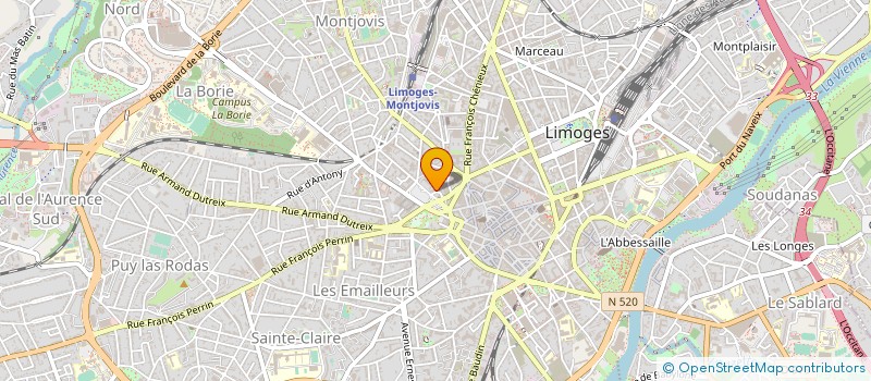 localisation de l'entreprise ARNAUD EMERY à LIMOGES