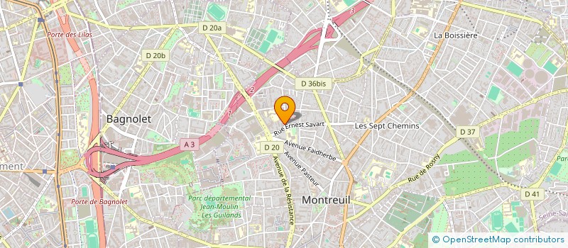 localisation de l'entreprise ARTISTES, ARTS, PUBLICS (A.A.P) à MONTREUIL