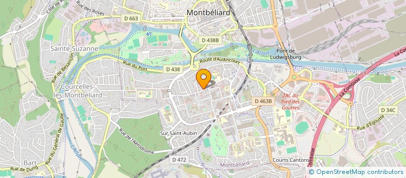 localisation de l'entreprise ASCPMA - ASSOCIATION SPORTIVE ET CULTURELLE DU PAYS DE MONTBELIARD AGGLOMERATION  MONTBELIARD