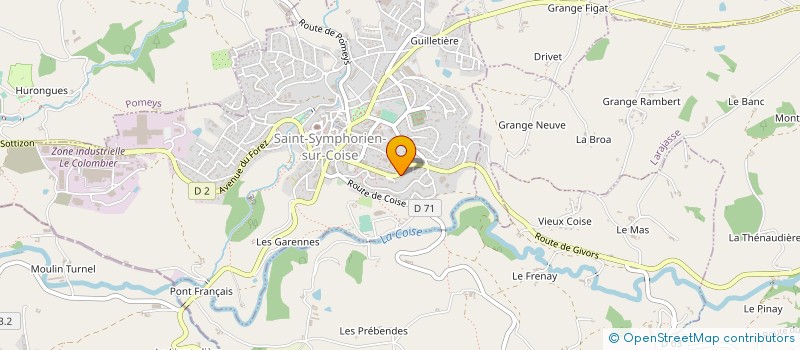 localisation de l'entreprise ASS FAMIL LYCEE AGRICOLE JEAN MONNET  SAINT-SYMPHORIEN-SUR-COISE