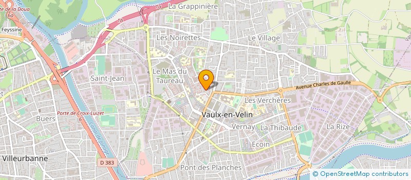 localisation de l'entreprise ASS.JEUNES ADULTES CERVELLIERES SAUVET.  VAULX-EN-VELIN