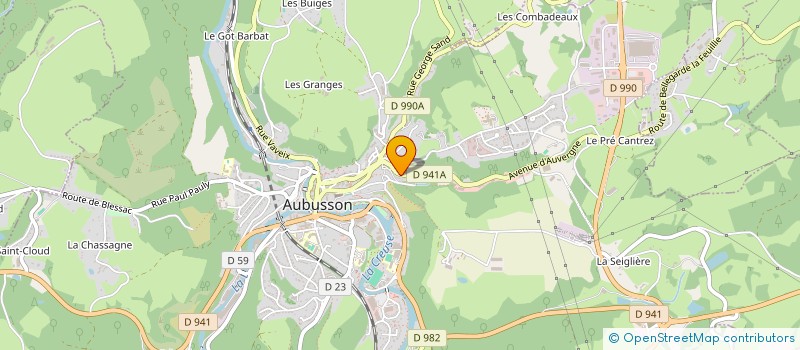 localisation de l'entreprise ASS NATURE VOYAGES CULTUREL LIMOUSIN à AUBUSSON