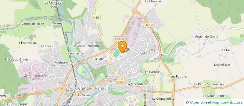 localisation de l'entreprise ASS SPORTIVE SCOLAIRE DU COLLEGE ANDRE BAUCHANT DE CHATEAU RENAULT  CHATEAU-RENAULT