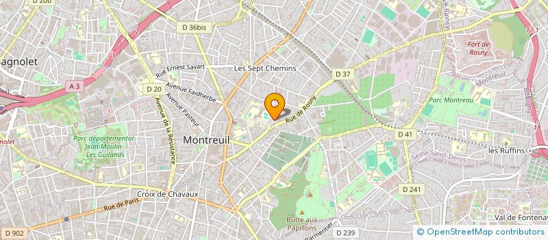 localisation de l'entreprise ASS VIVRE A VELO EN VILLE  MONTREUIL