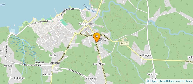 localisation de l'entreprise ASSAINISSEMENT ET TERRASSEMENT DU LITTORAL à SANGUINET