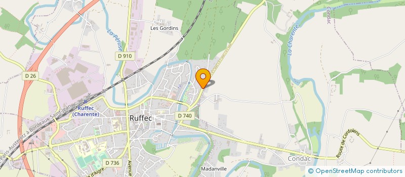 localisation de l'entreprise ASSISTANCE AMBULANCES RUFFECOISES à RUFFEC