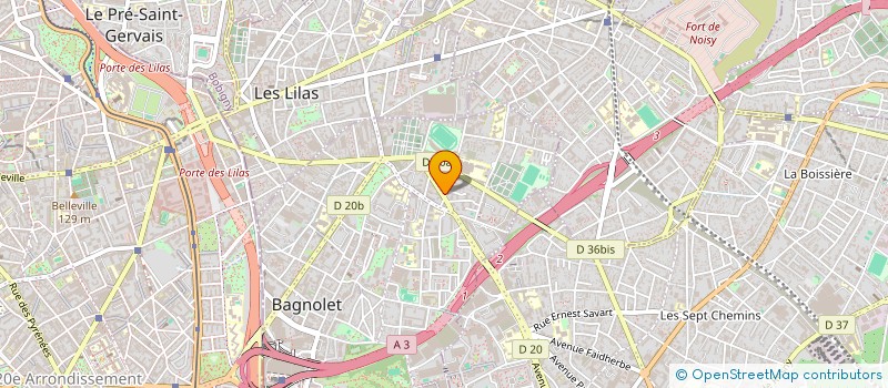 localisation de l'entreprise ASSISTANCE BUREAUTIQUE 93 à BAGNOLET