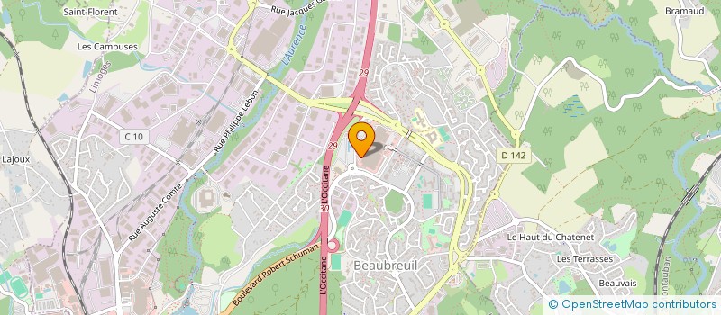 localisation de l'entreprise ASSOC COMMERCANTS BEAUBREUIL  LIMOGES